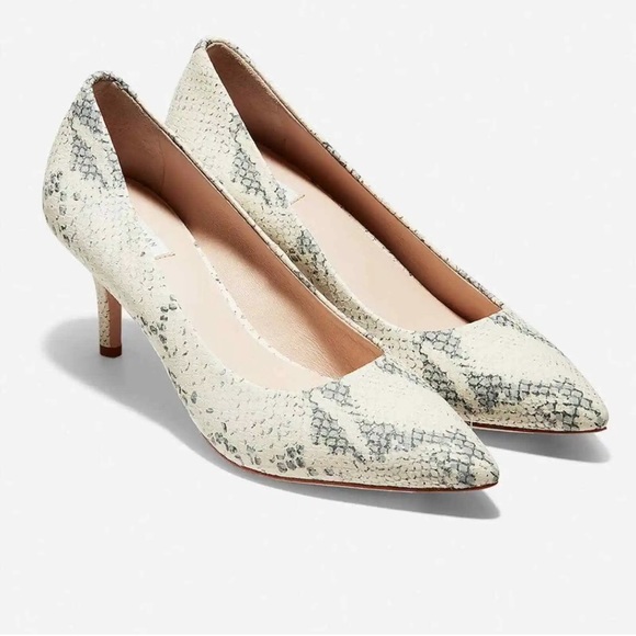 Cole Haan Shoes - NWT Cole Haan Leather Snake Ivory Roccia Vesta Pumps Snakeskin Heels Size 10